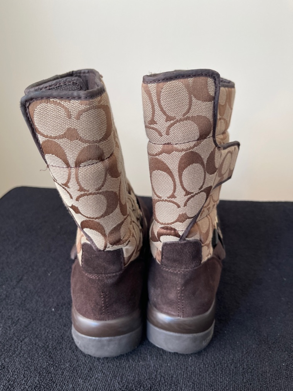 Coach Brown Signature Monogram Winter Boots with Dark Brown Trim - Picture 5 of 7